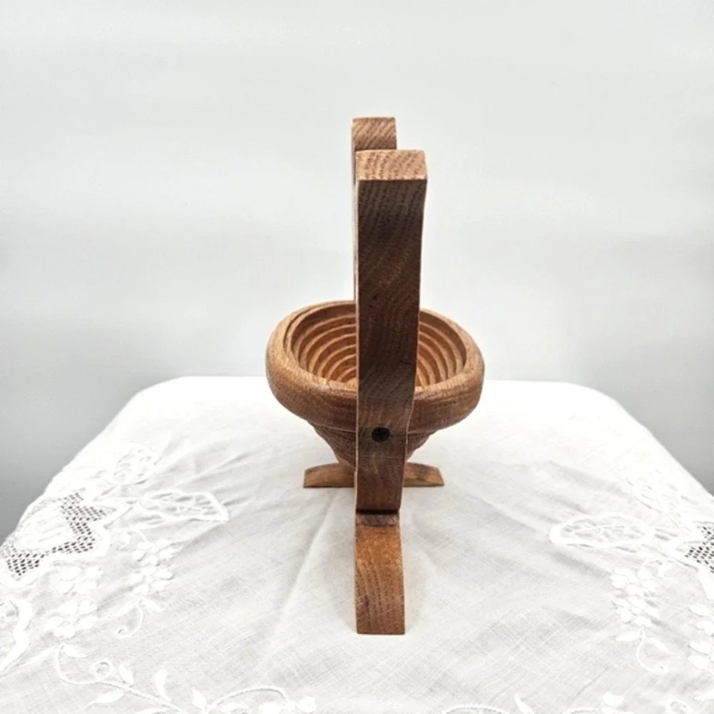Handmade Oak Wood Teapot Folding Fruit Basket Collapsible Trivet‎ Kitchen Decor
